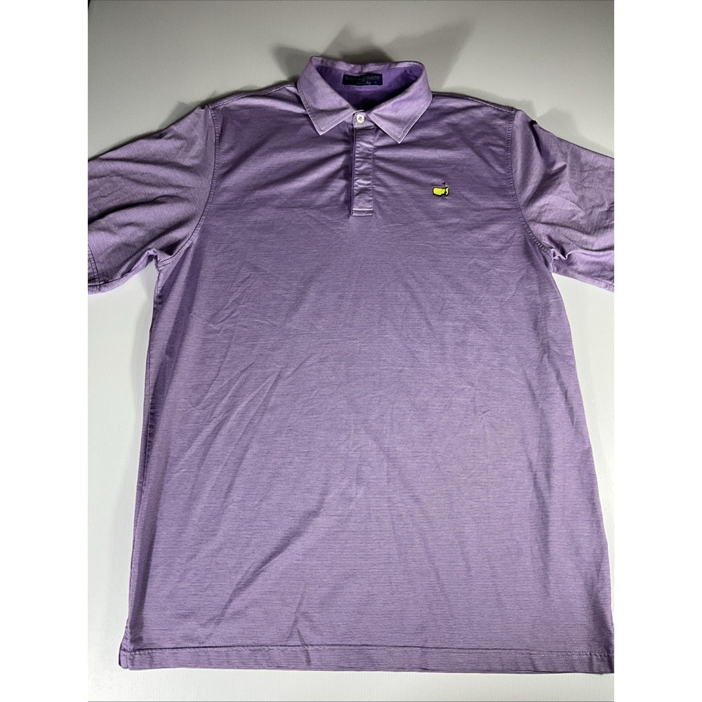 Masters Clubhouse Collection Golf Polo Men's XL Purple Stripe Made in Italy